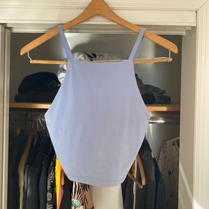 Authentic Kookai Crop Top Size 2 in Baby Blue 95% Nylon 5% Elastane Z1388